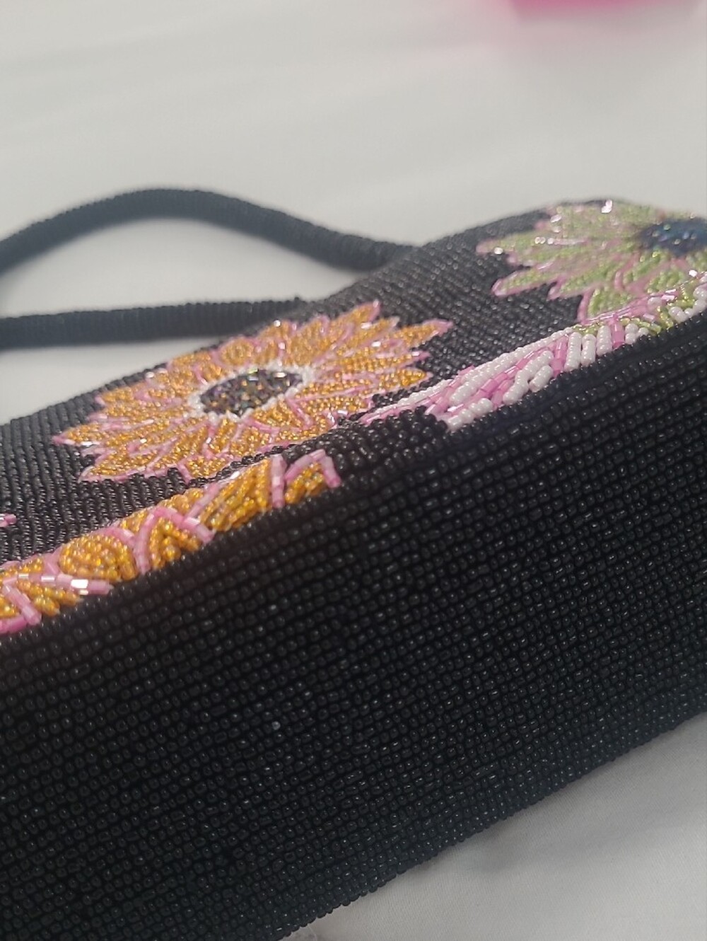 Beaded Floral Black Handbag - Picture 2 of 12